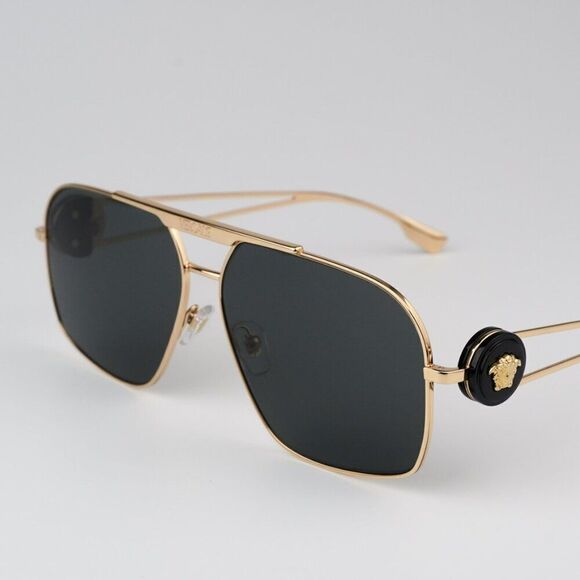 NEW Versace VE2269 100287 Gold Dark Grey Pilot Unisex Sunglasses VE 2269 main image 2